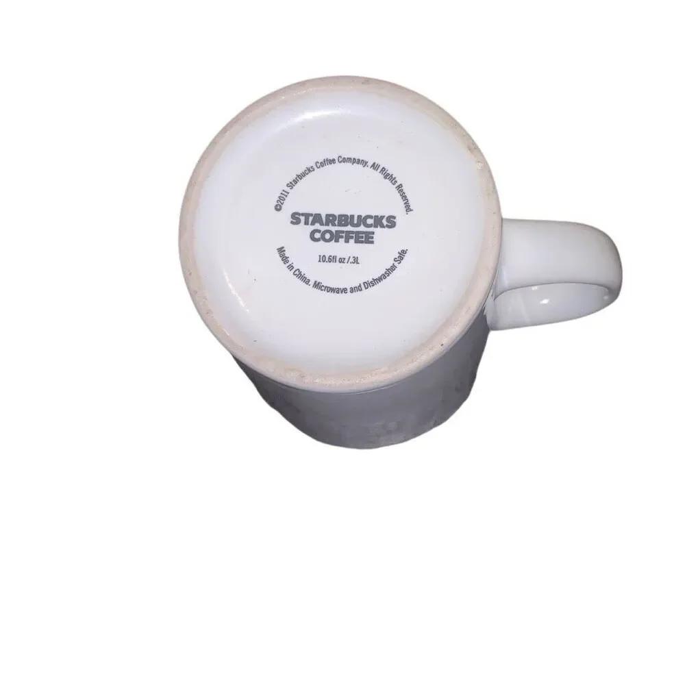Vintage Starbucks 2011 Mermaid Siren Logo Coffee Mug Cup White Heavy Classic